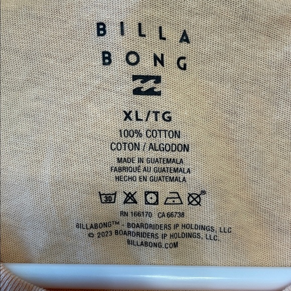 Billabong Y2K Peach Cropped Tee with Tropical Print Size XL - Picture 2 of 3